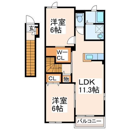 熊本農業高校前 徒歩9分 2階の物件間取画像